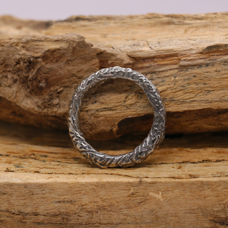 Textured silver ring