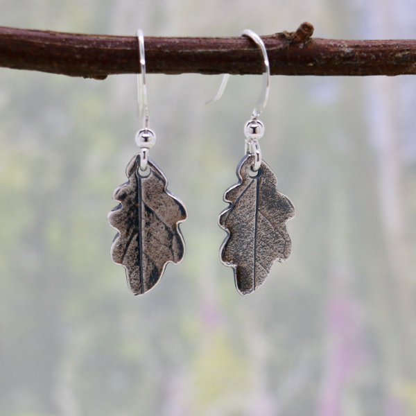 Silver Oak Leaf Dangly Earrings