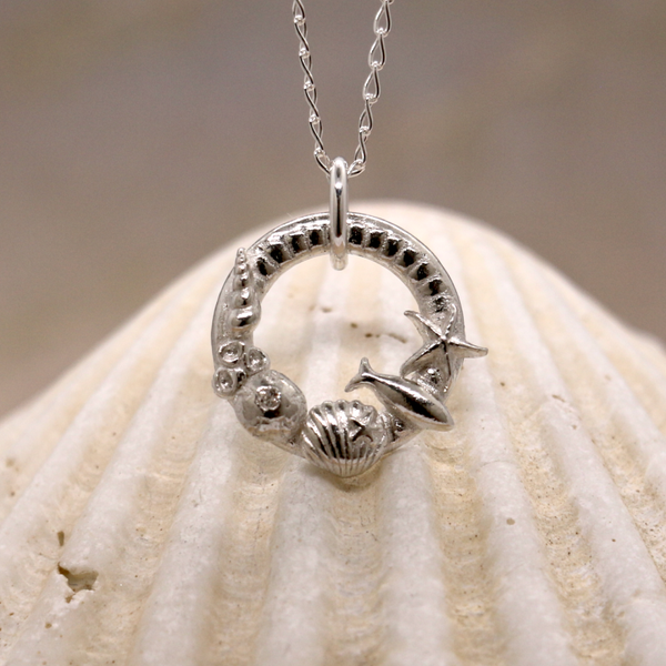 Silver Sea Shell Necklace | Boho ocean themed jewellery