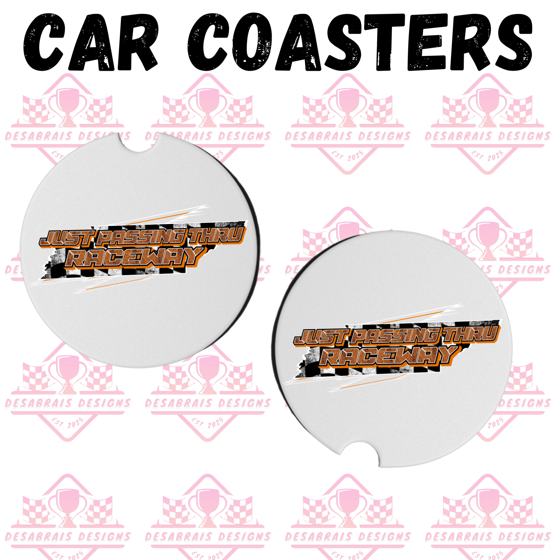 Just Passing Thru Raceway Car Coasters