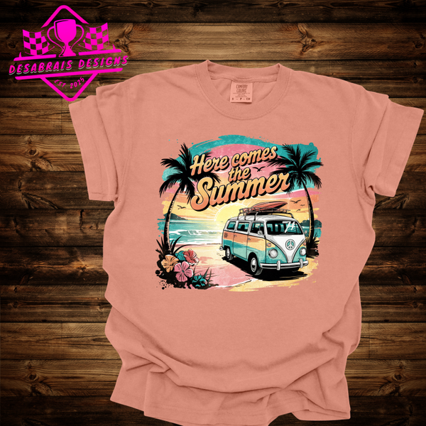 Here Comes The Sun Wagon Comfort Color Plus Size Tee