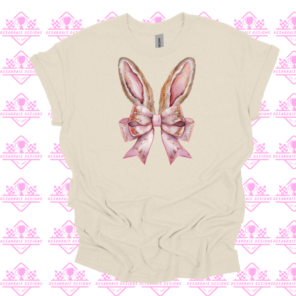 Bunny Ears With Pink and Gold Bow T-Shirt