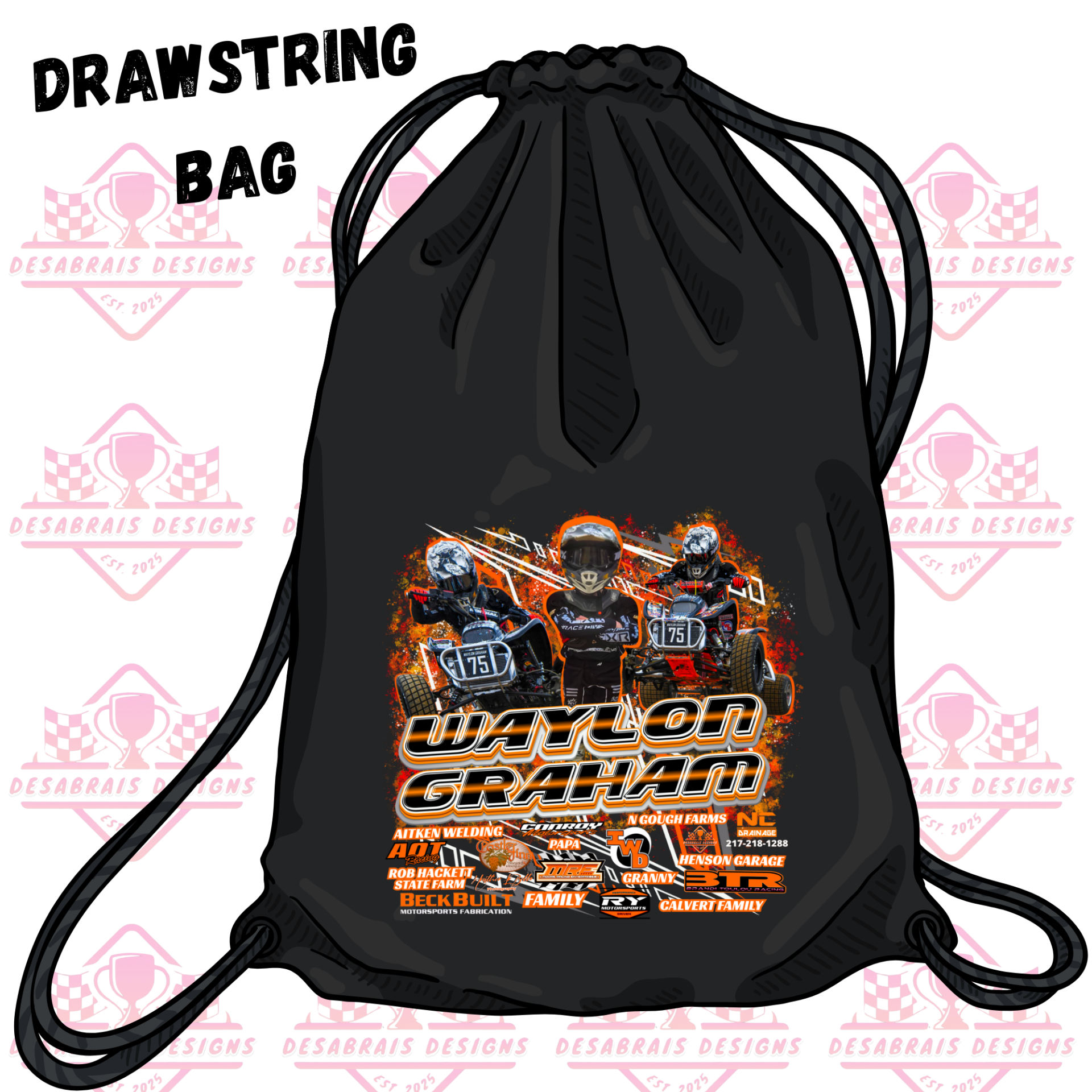 Waylon Graham Drawstring Bag