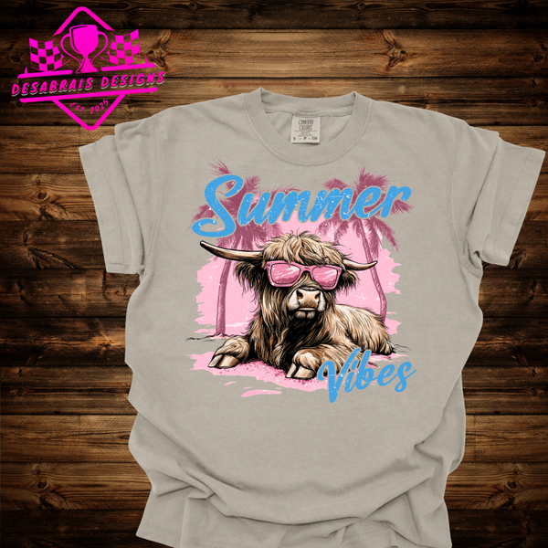 Summer Vibes Highland Cow Tee
