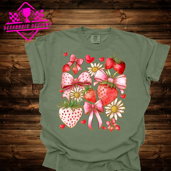 Strawberry, bows, flowers Summer Comfort Color Plus Size Tee