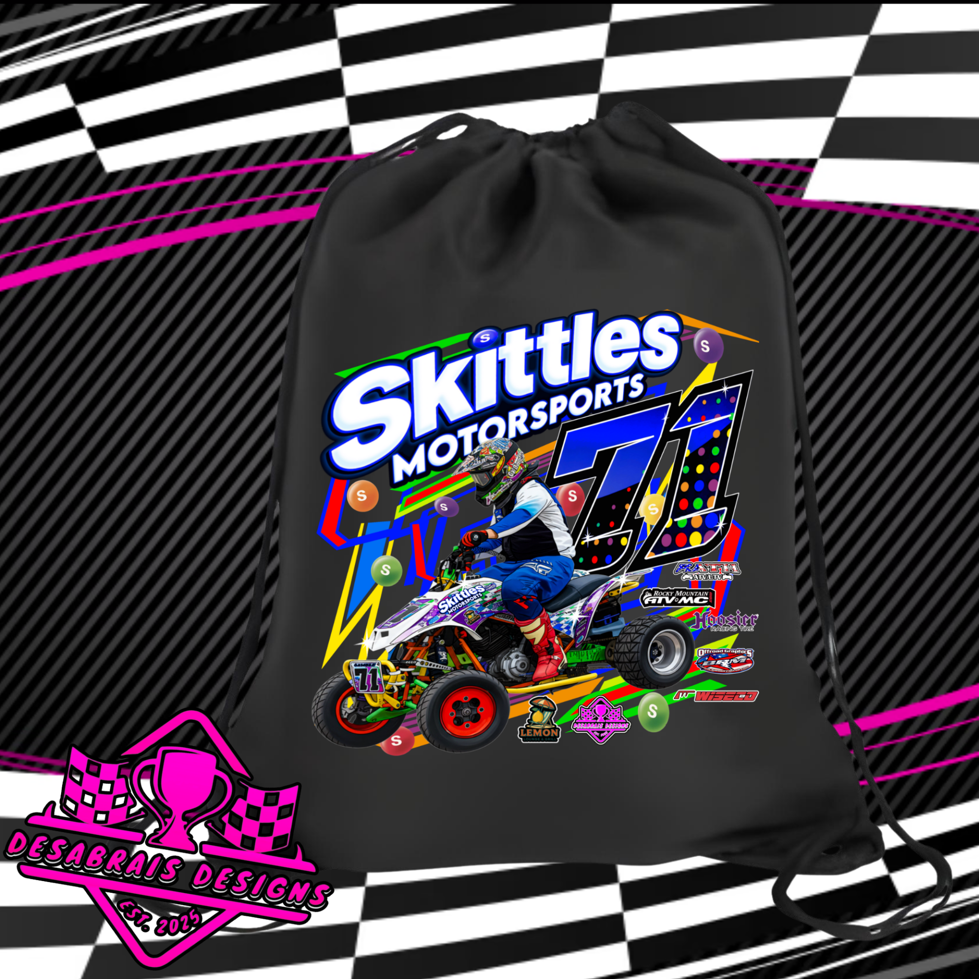 Skittles Motorsports Drawstring Bag