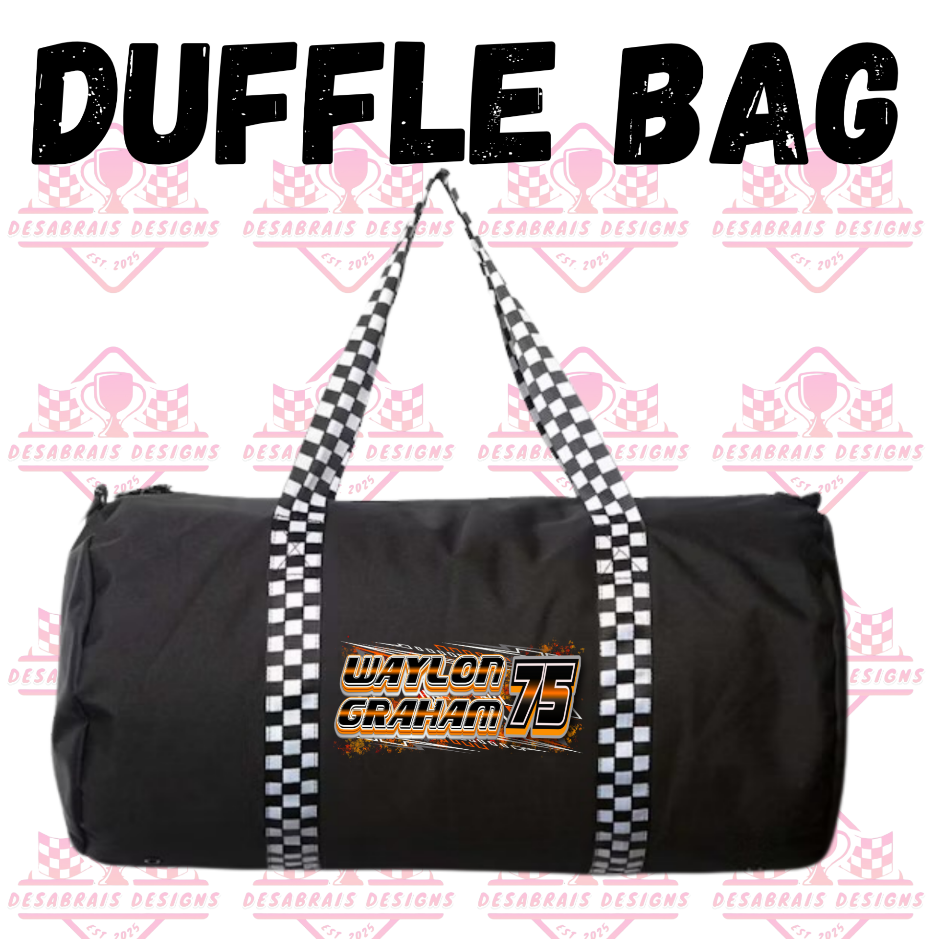 Waylon Graham Checkered Flag Duffle Bag