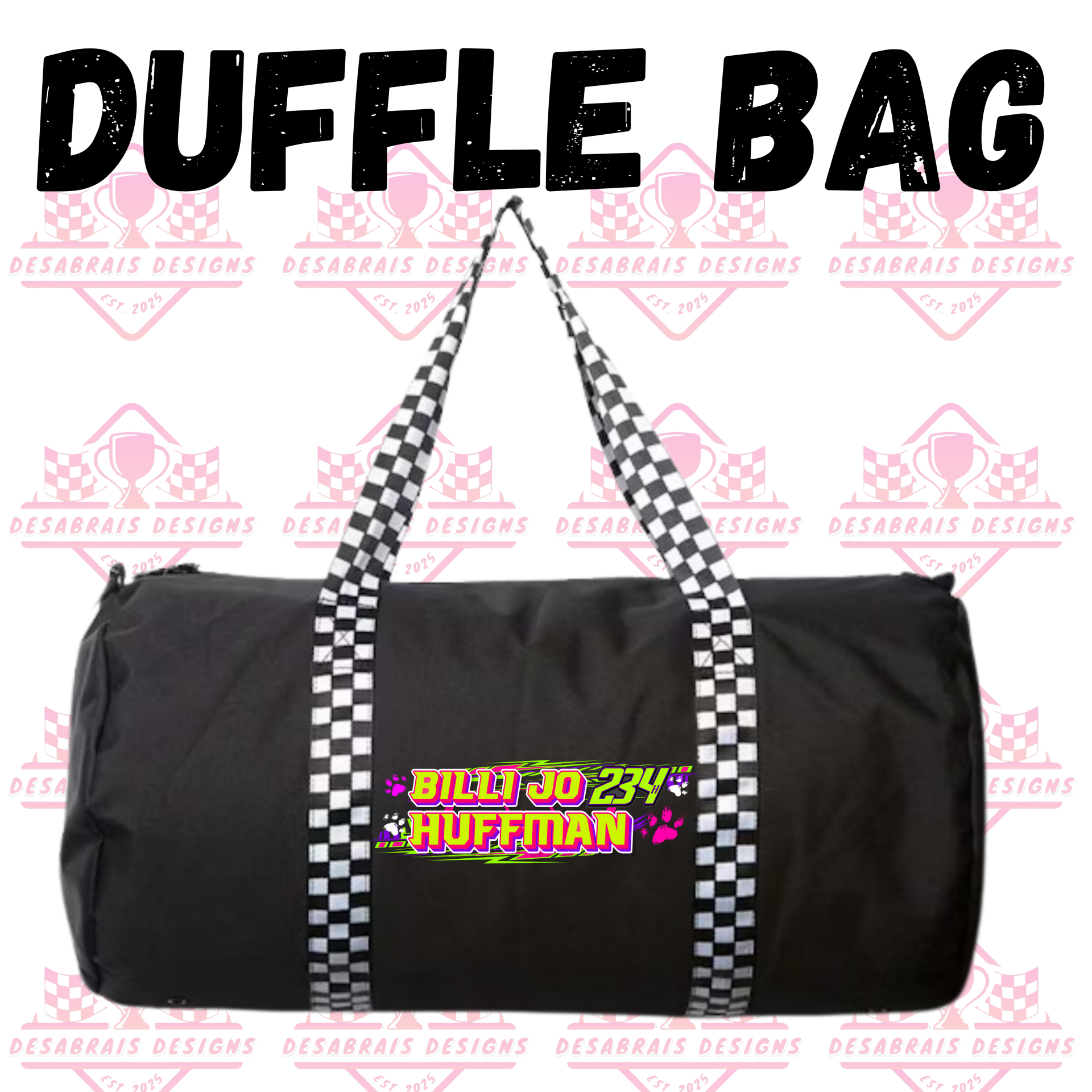 Billi Jo Huffman Checkered Flag Duffle Bag