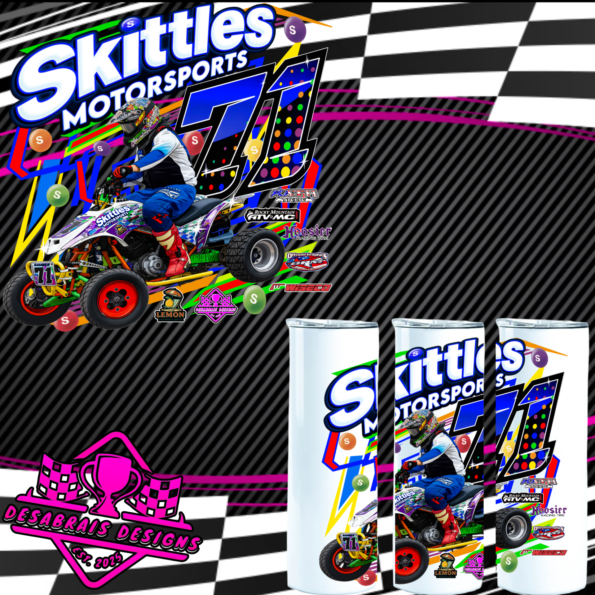 Skittles Motorsports Tumblers