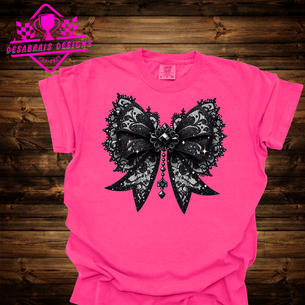 Lace Sparkle Bow Plus Size Fall Tee