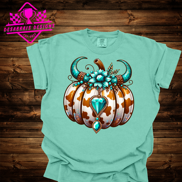 Teal Bull Horns Plus Size Fall Tee