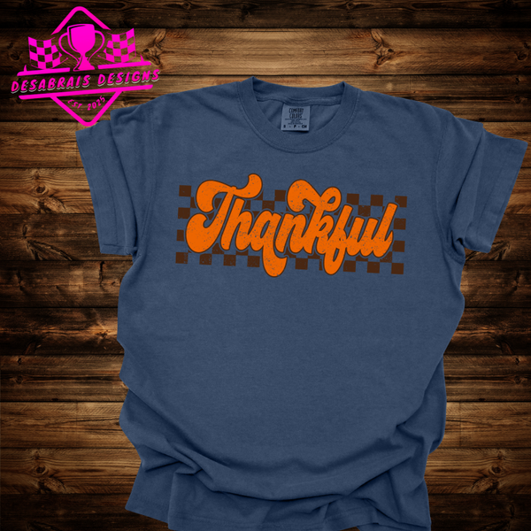 Thankful Checkered Orange Fall Tee