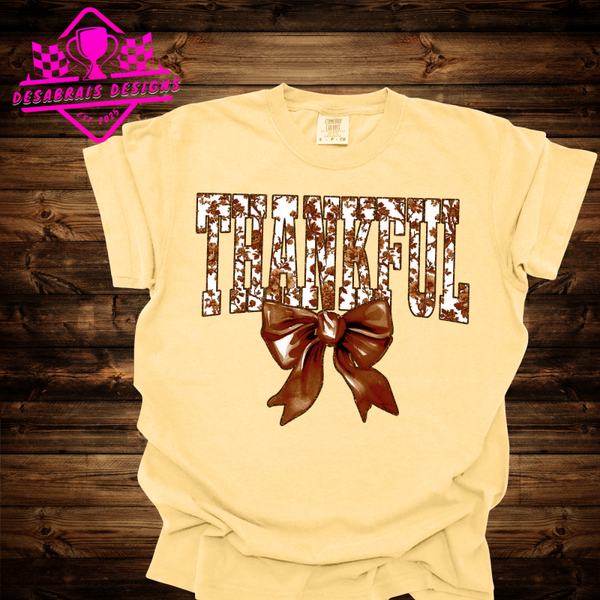 Thankful Bow Comfort Color Plus Size Fall Tee