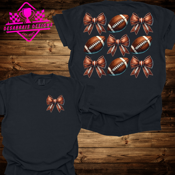 Football & Bows W/ Pocket Comfort Color Fall Tee