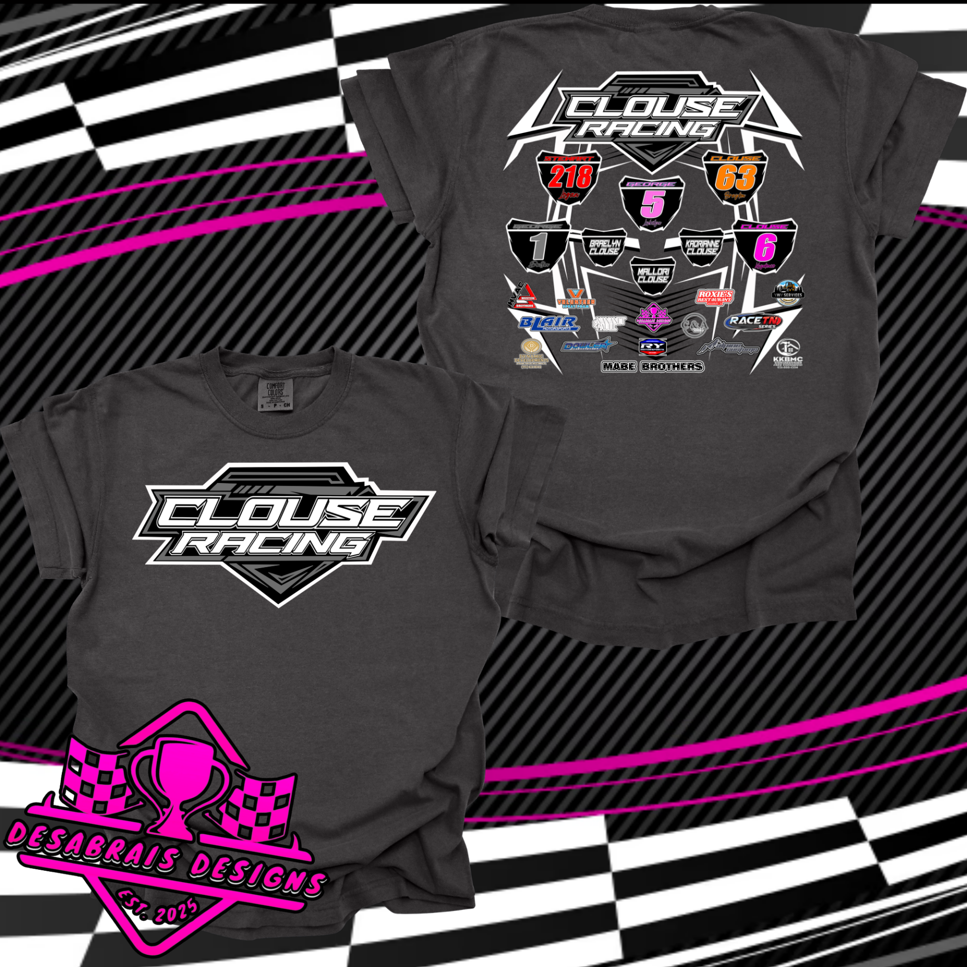 Clouse Racing Comfort Color Plus Size Tees