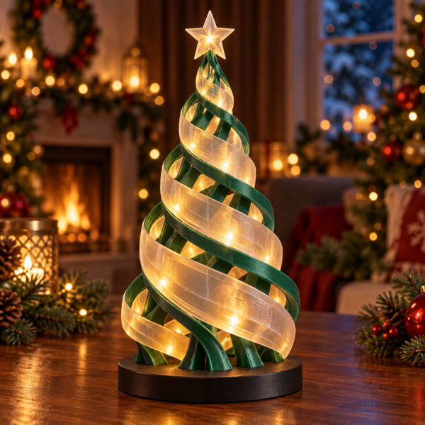 Árbol Espiral de Luz Navideña 3D