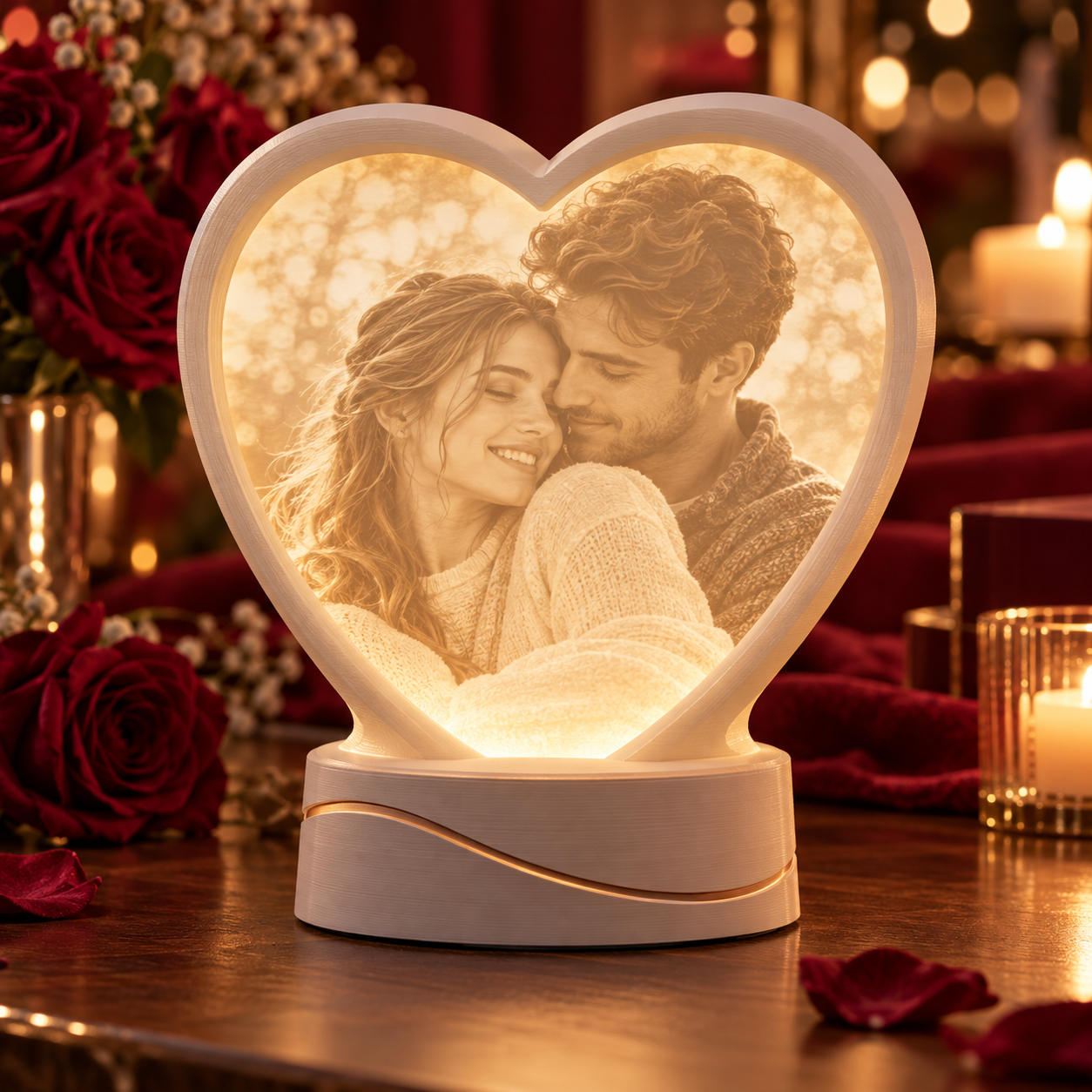 Litofanía Corazón Personalizada con Fotografía