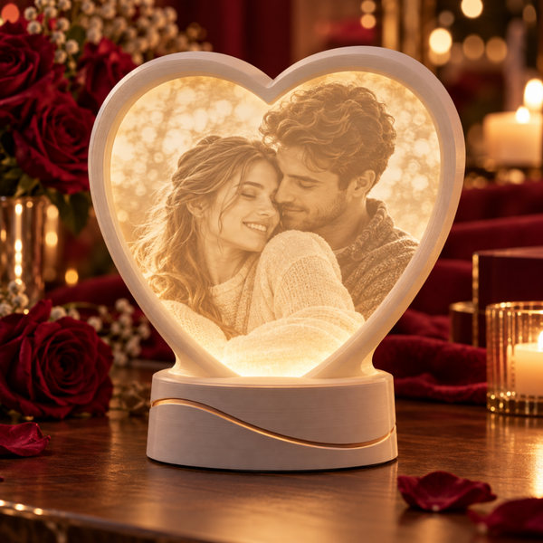 Litofanía Corazón Personalizada con Fotografía