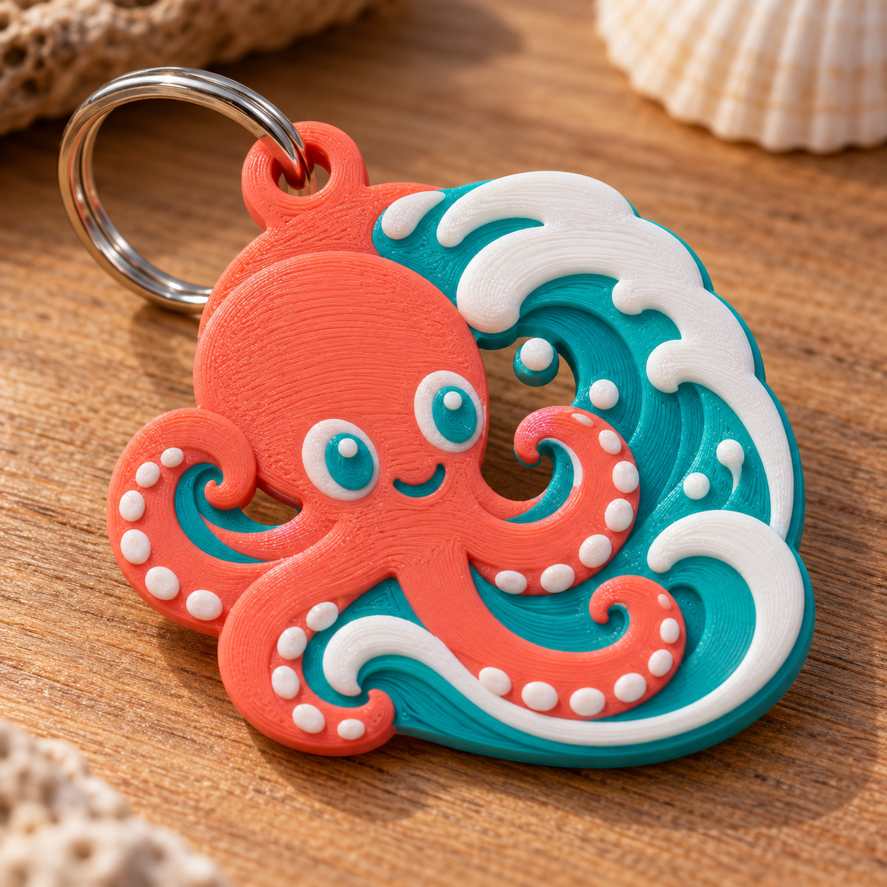 Llavero Pulpo y Onda 3D