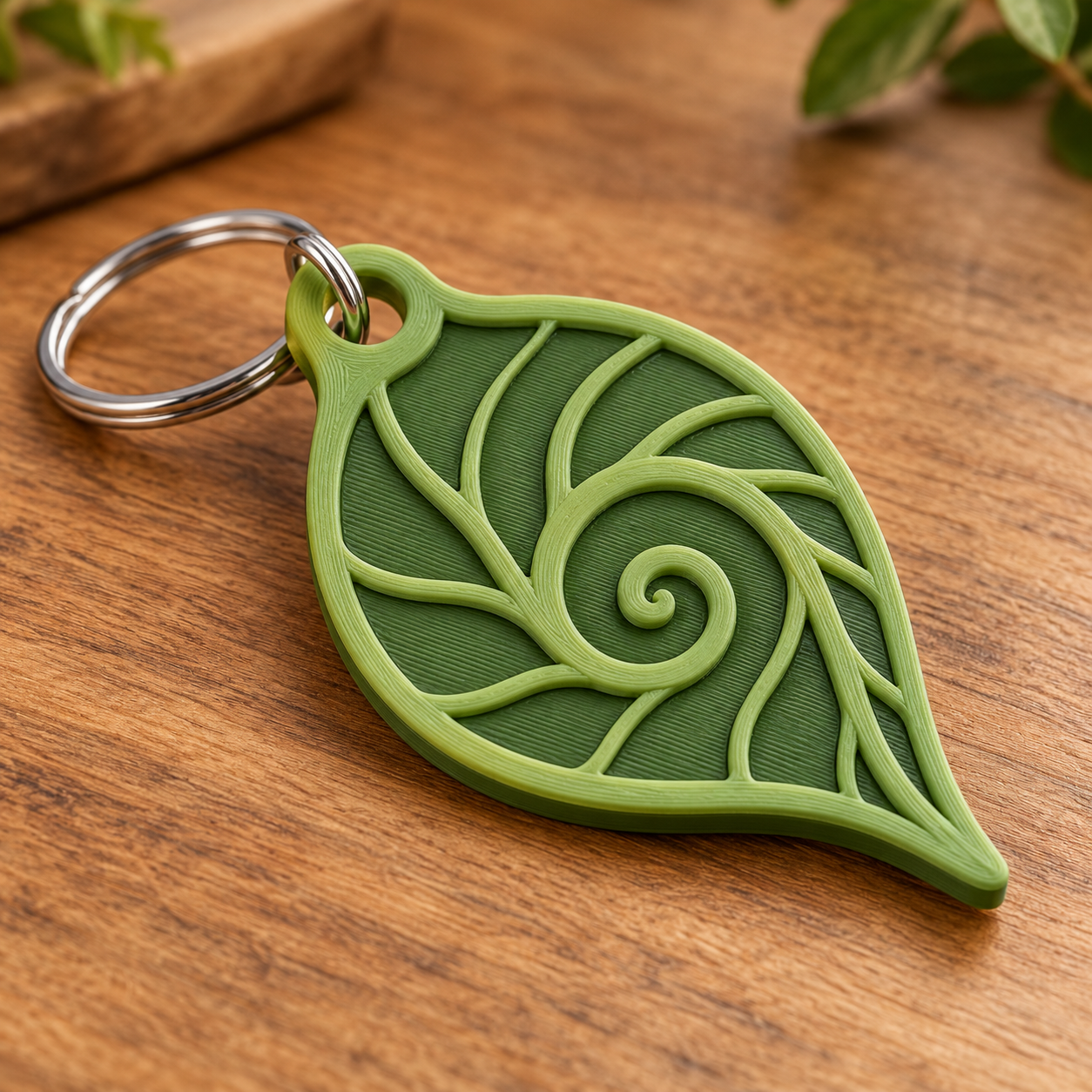 Llavero Hoja Espiral 3D