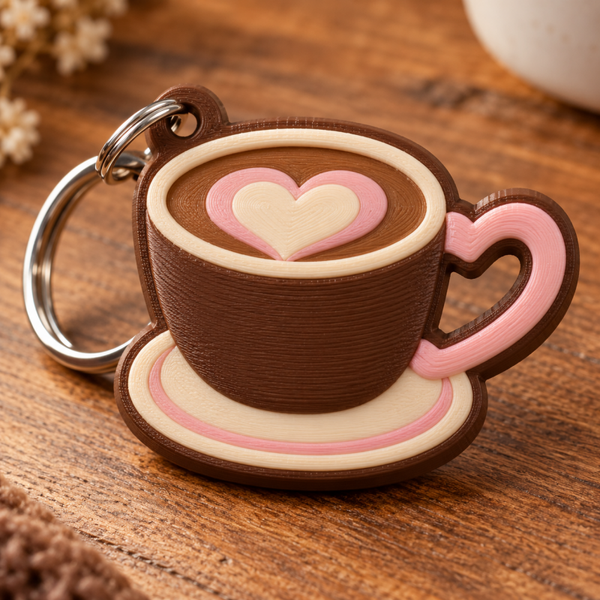 Llavero Café Corazón 3D