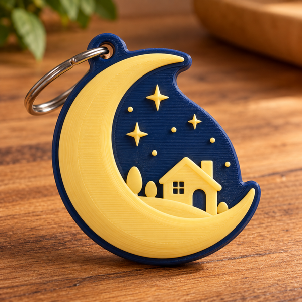 Llavero Luna y Casa 3D
