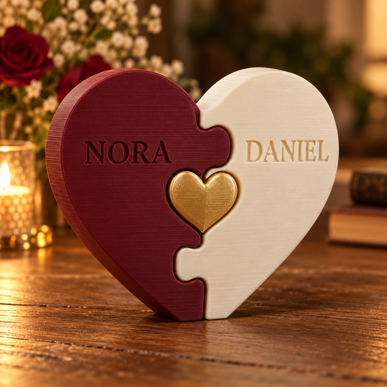 Corazón Puzzle Personalizado con Nombres