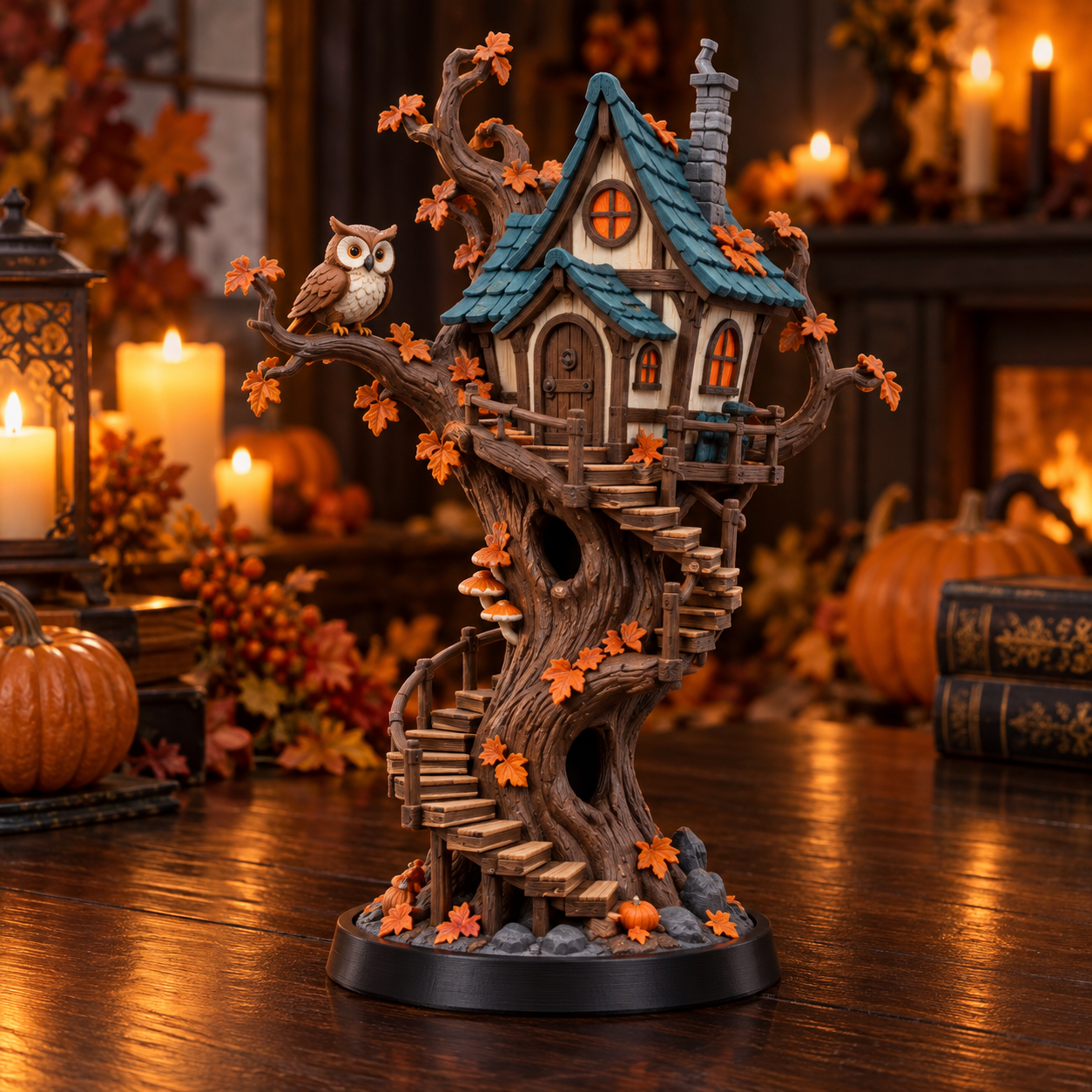 Casa del Árbol Nocturno 3D