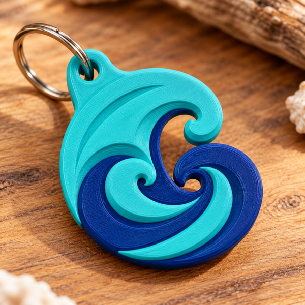 Llavero Olas Dobles 3D