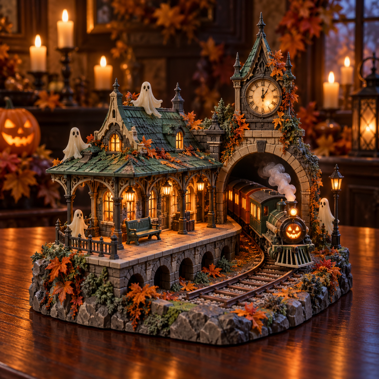 Estación Fantasma Iluminada 3D