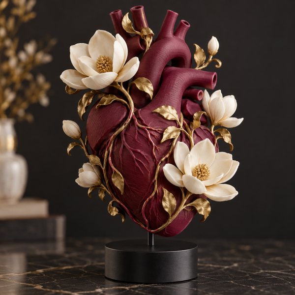 Corazón Anatómico Floral Decorativo