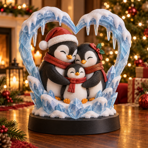 Familia de Pingüinos Luminosa 3D