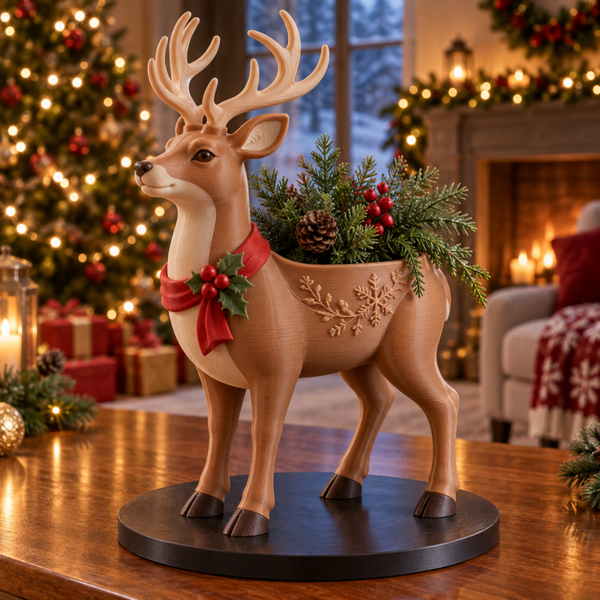 Reno Macetero Navideño 3D