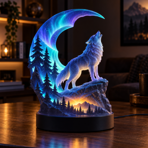 Lámpara 3D Lobo de la Aurora