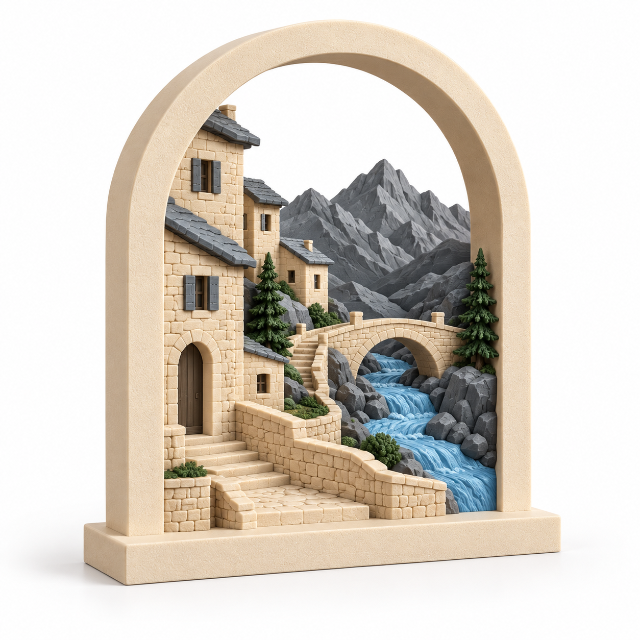 Pueblo de Montaña 3D Personalizado