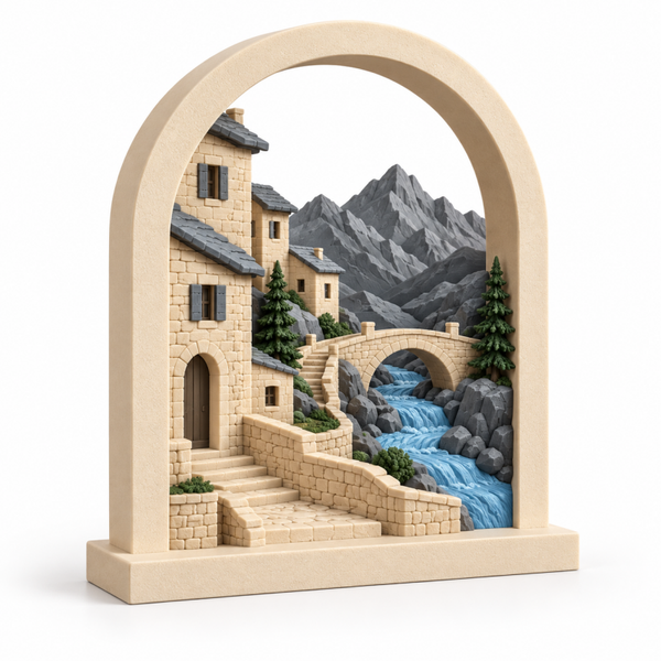 Pueblo de Montaña 3D Personalizado