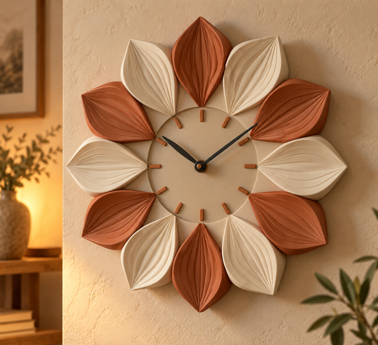 Reloj de Pared Flor del Tiempo 3D