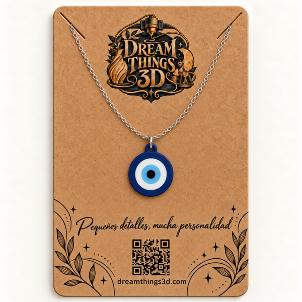 Colgante Ojo azul 3D con cadena