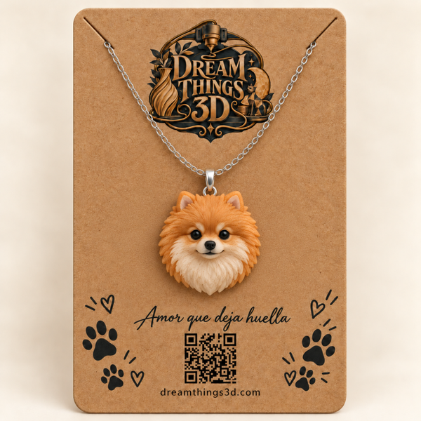 Colgante Pomerania 3D con cadena