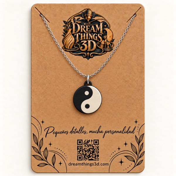 Colgante Yin y yang 3D con cadena