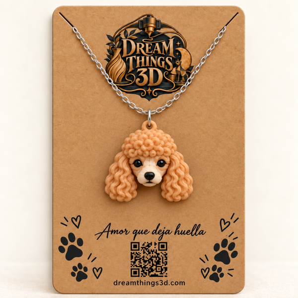 Colgante Caniche toy 3D con cadena