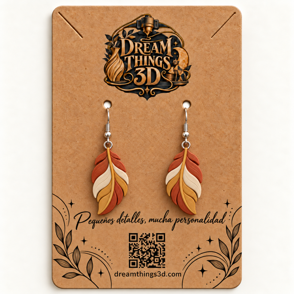 Pendientes Pluma tierra 3D – Pareja