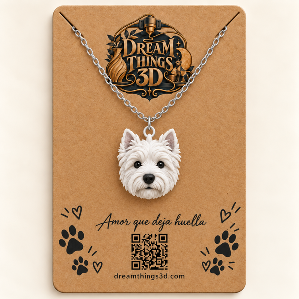 Colgante Westie 3D con cadena