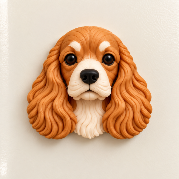 Imán Cocker spaniel 3D – Nombre opcional