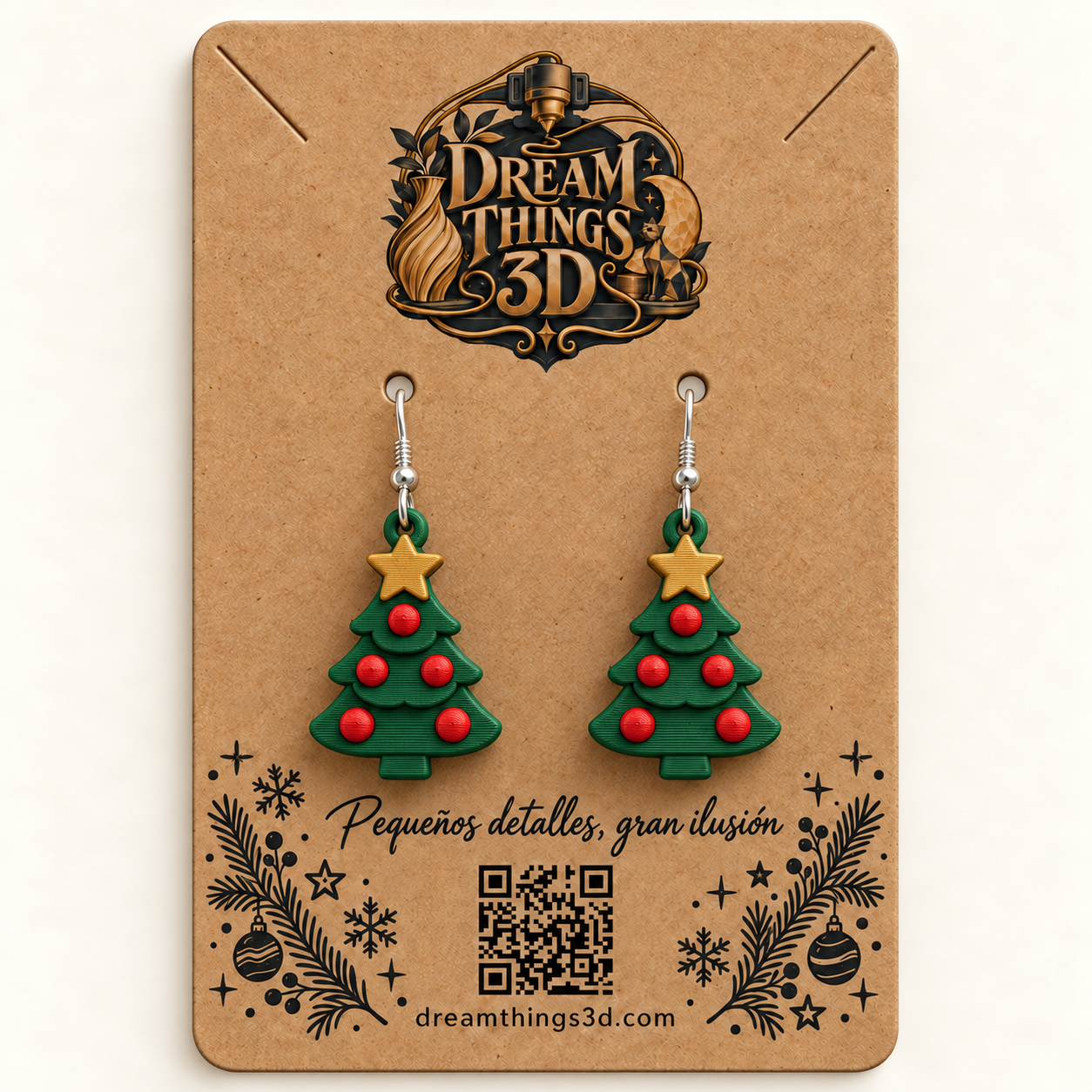 Pendientes Abeto festivo 3D – Pareja