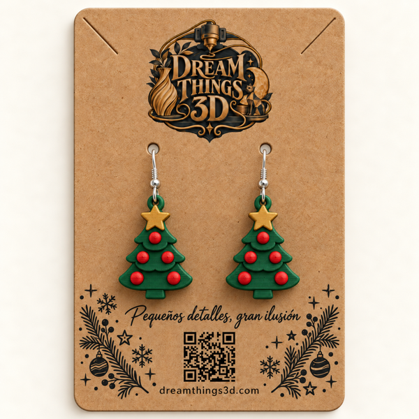 Pendientes Abeto festivo 3D – Pareja
