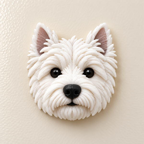 Imán Westie 3D – Nombre opcional