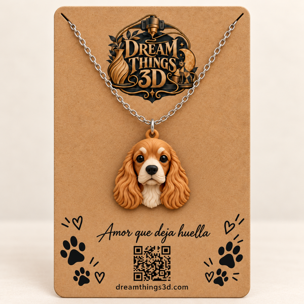 Colgante Cocker spaniel 3D con cadena