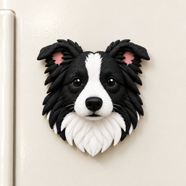 Imán Border collie 3D – Nombre opcional