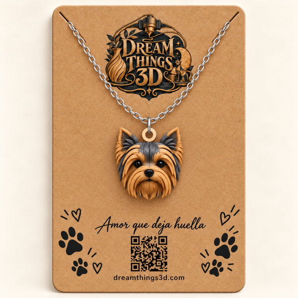 Colgante Yorkshire terrier 3D con cadena